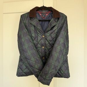 Tommy Hilfiger Women's Jacket Quilted Corduroy Collar Plaid Snap Button